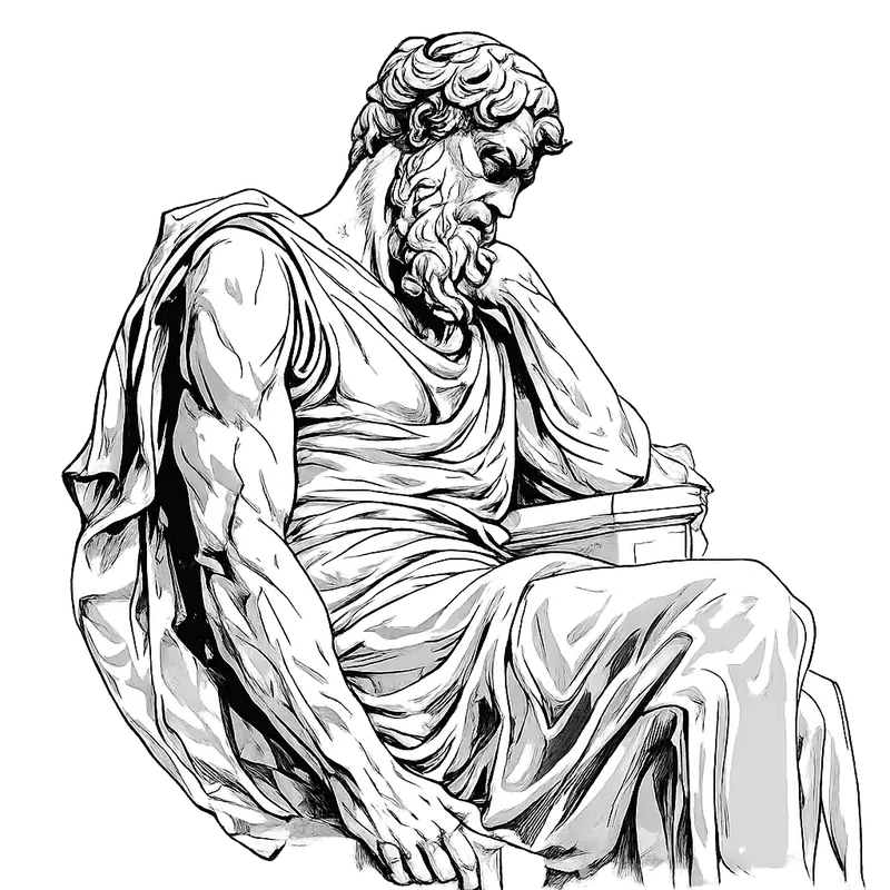 Seated Greek Sculpture representing Solution
